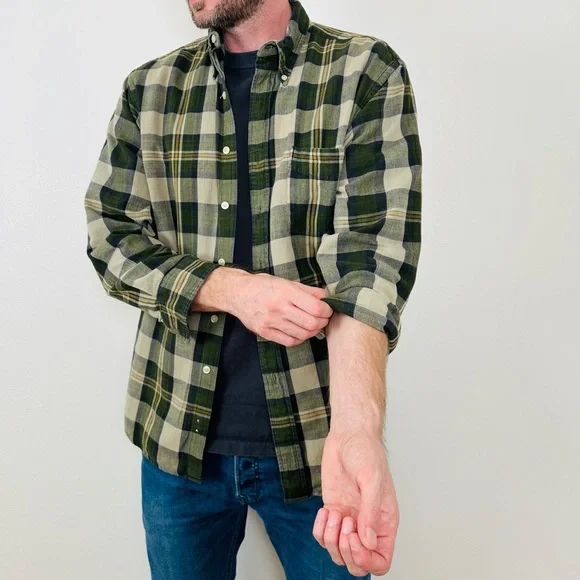 Britches Outdoor Oxford Shirt Plaid Button Down Cotton Casual - Picture 2 of 7